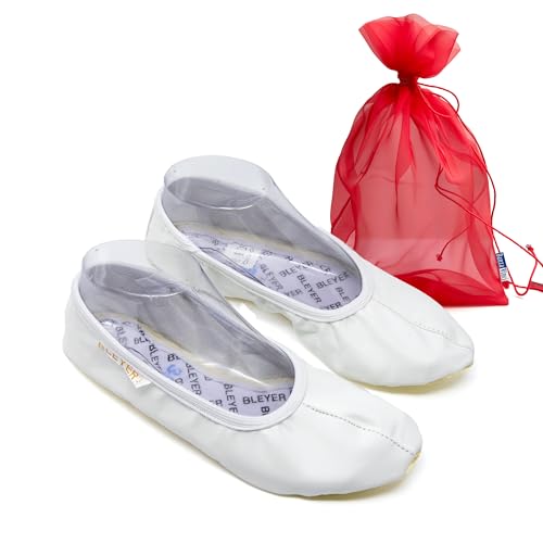 DanzaVinci Bundle Bleyer Gymnastikschläppchen 4940 Sporti mit Chiffonbeutel, Weiß, 39, Schläppchen aus Synthetik für Kinder und Erwachsene, Gymnastikschuhe rutschfest von DanzaVinci