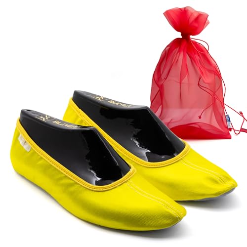 DanzaVinci Bundle Bleyer Turnschläppchen 6511 mit Chiffonbeutel, Zitronengelb, 40, Schläppchen aus Satin für Kinder und Erwachsene, Gymnastikschuhe von DanzaVinci