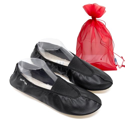 DanzaVinci Bundle Bleyer Turnschläppchen 841 Sprint mit Chiffonbeutel, Schwarz, 35, Schläppchen aus Synthetik für Kinder und Erwachsene, Gymnastikschuhe rutschfest von DanzaVinci