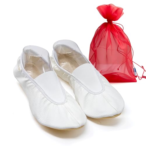DanzaVinci Bundle Bleyer Turnschläppchen 841 Sprint mit Chiffonbeutel, Weiß, 40, Schläppchen aus Synthetik für Kinder und Erwachsene, Gymnastikschuhe rutschfest von DanzaVinci