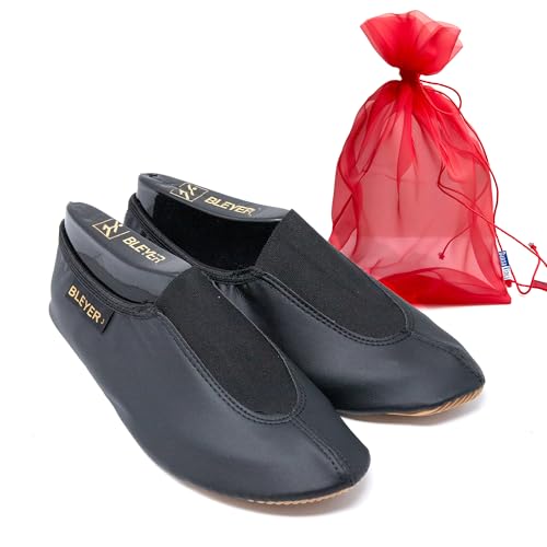 DanzaVinci Bundle Bleyer Voltigierschuhe 3842 Volti-S mit Chiffonbeutel, Schwarz, 34, Gymnastikschuhe aus Synthetik für Kinder und Erwachsene, Schläppchen rutschfest von DanzaVinci