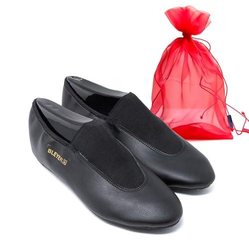 DanzaVinci Bundle Bleyer Voltigierschuhe 3843 Volti-Profi mit Schuhbeutel, Schwarz, 36, Gymnastikschuhe aus Soft-Microfaser für Kinder und Erwachsene, Schläppchen rutschfest von DanzaVinci