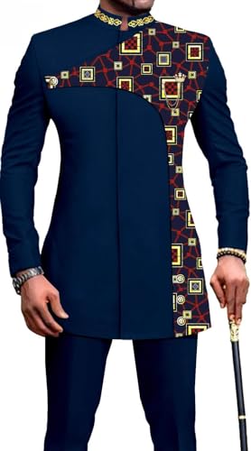 Langarm Hemd Und Hose Für Herren Afrikanisches 2-teiliges Outfit Dashiki-Modeanzug Traditioneller Ethnischer Anzug Formelle Anzugkleidung Trainingsanzug Zwanglos Kleid Satz ( Color : 5 , Size : XXXL ) von DaoGeSir