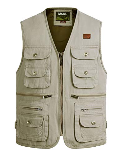 Daoba Herren Funktionsweste Multi-Taschened Weste Freizeit Jacke mit Reißverschluss Jagd und Angler Fotografie Wandern Weste Camping Vest von Daoba