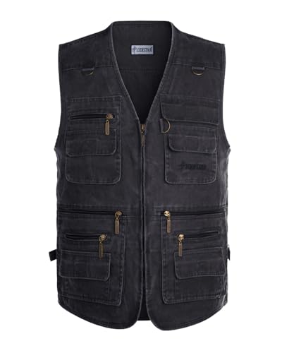 Daoba Herren Safari-Weste mit vielen praktischen Taschen, funktionale Arbeitsweste, Outdoor-Weste von Daoba