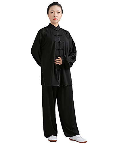 Kung Fu Damen Herren Anzug - Traditionelle Chinesische Kampfkunst Tai Chi Qigong Wing Chun Shaolin Wushu Lange Ärmel Training Freizeit Kleidung Uniform Jacke Hose von Daoba