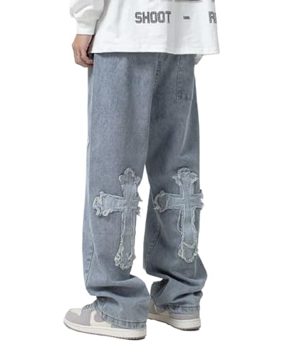 Loose Fit Jeans für Herren Outdoor Y2K Jeanshose Classic Denim Baggy Pants Hip Hop Street Lange Hosen von Daoba