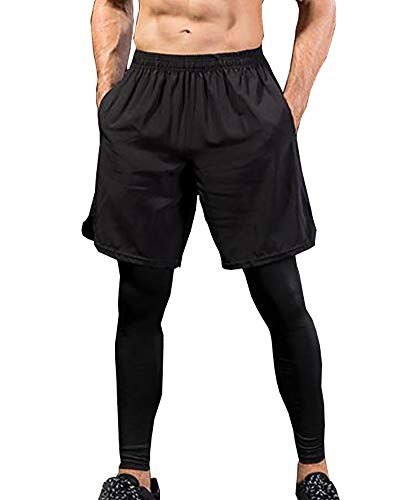 DaobaMEN Herren Sport Quick Dry 2 In 1 Basketball Shorts Kompression Laufhose Hosen von DaobaMEN