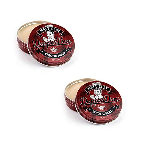 Dapper Dan Matt Clay, weicher Clay mit starkem Halt und mattem Finish für Männer, einfache Anwendung, Duft nach geräuchertem Safran und Leder, 2 x 100 ml von Dapper Dan