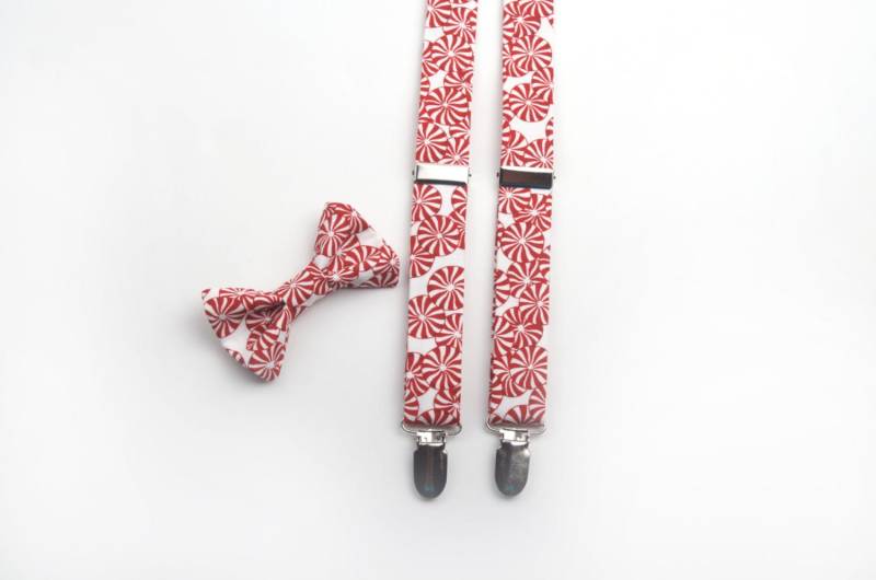 Pfefferminz-Fliege & Strapse-Set, Fliege Weihnachten, Weihnachten Hosenträger, Urlaub Fliege, Herren Kinder von DapperGent