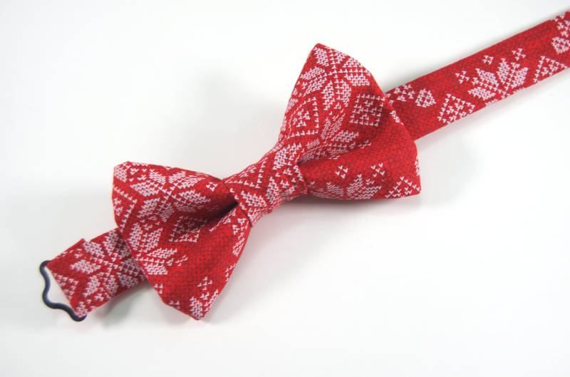 Rot Weihnachten Fliege, Rote Urlaub Fair-Isle-Fliege, Pullover Fliege Jungen Stricken von DapperGent