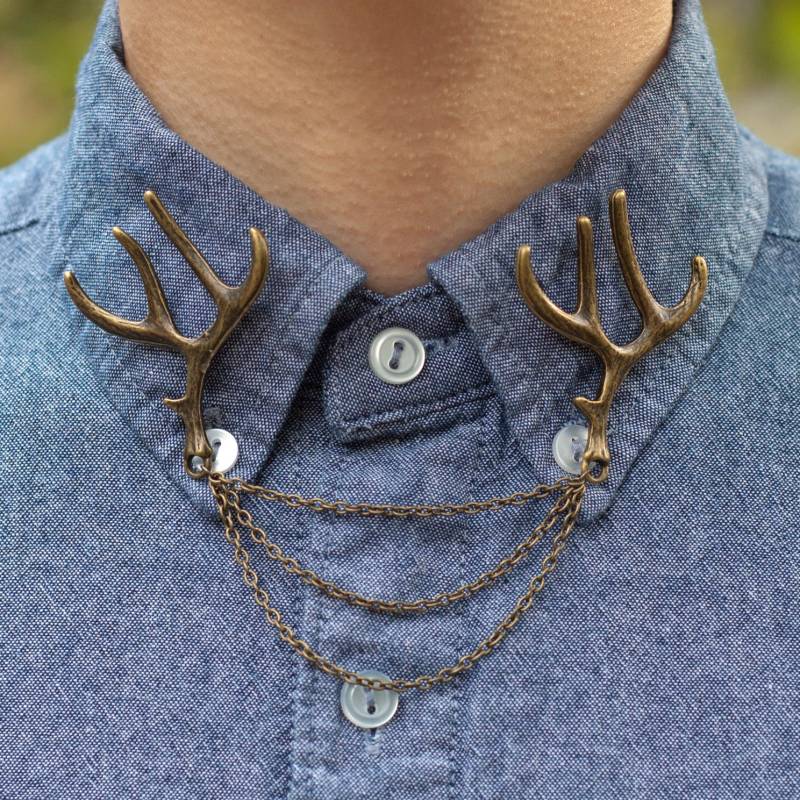 Bronze Hirschgeweih Kragen Clip Halsband Kette Bronze Hirschgeweih Kragen Clip Halsband Kette von DapperandSwag