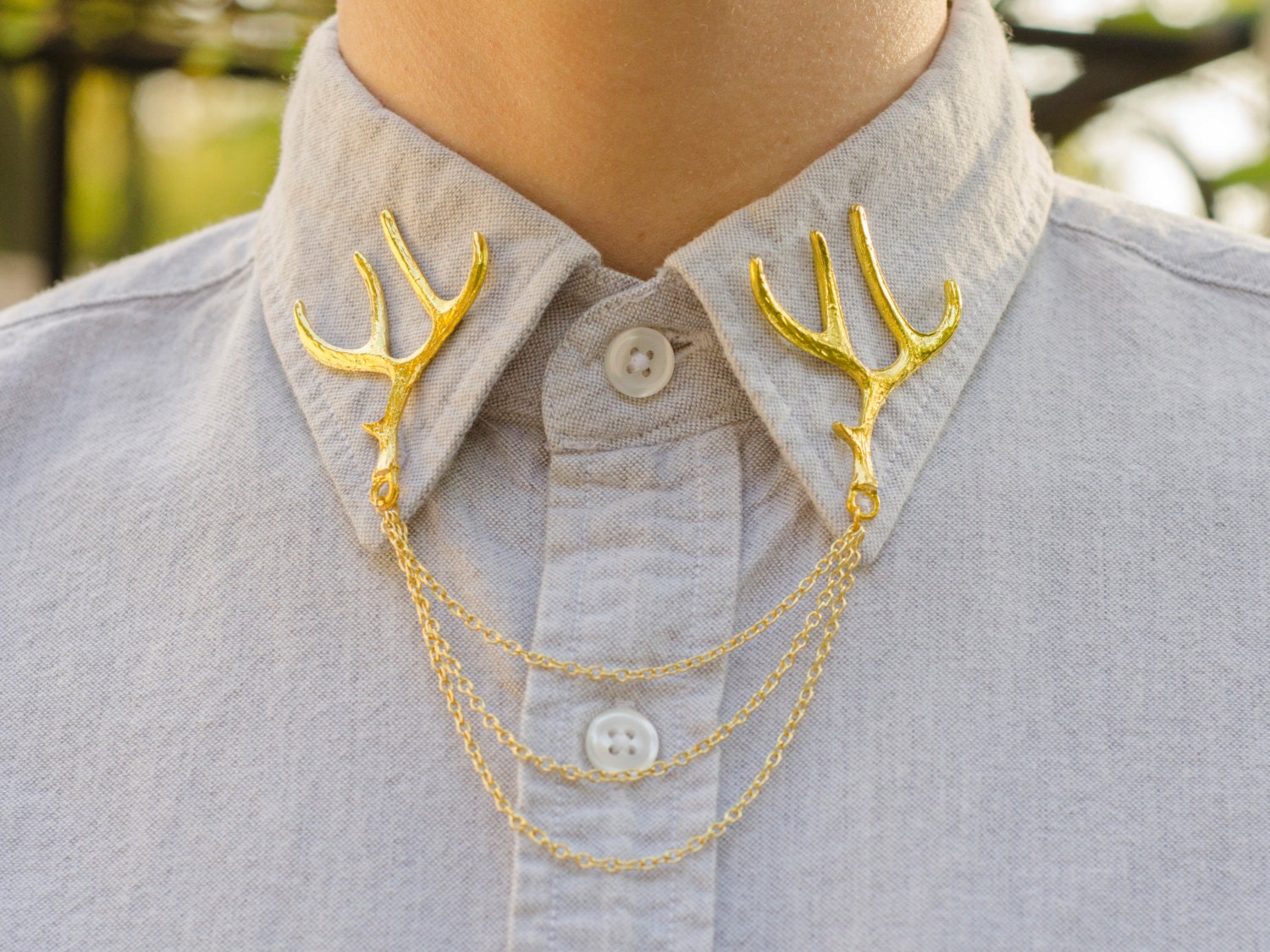 Gold Hirschgeweih Kragen Kette/Cardigan Clip Gold Hirschgeweih Kragen Kette/Cardigan Clip von DapperandSwag