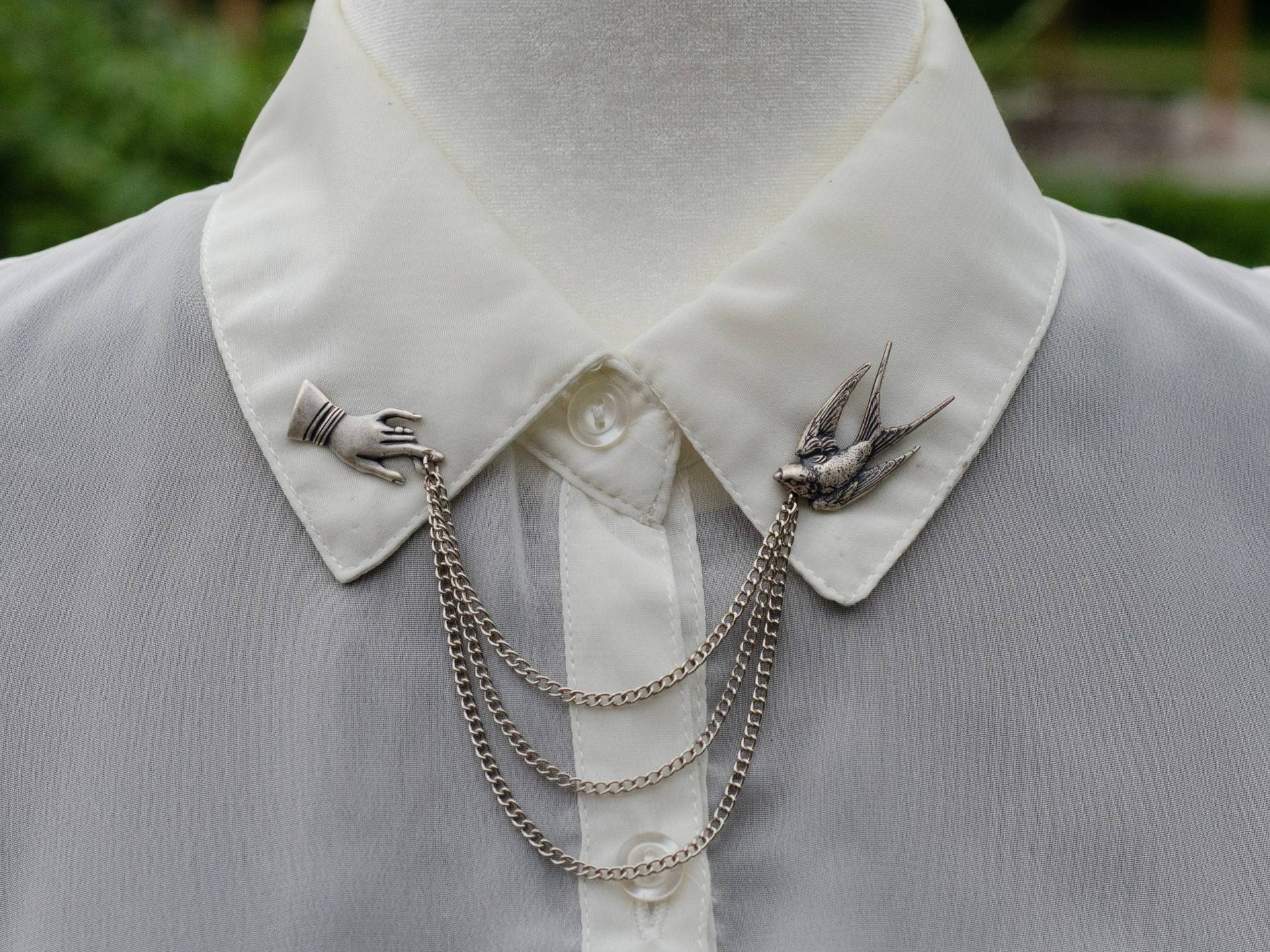 Silber Schwalbe Kragen Kette/Cardigan Clip Silber Schwalbe Kragen Kette/Cardigan Clip von DapperandSwag