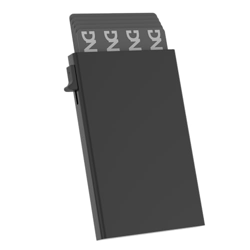 Automatischer Kartenhalter aus Aluminium für Damen und Herren mit seitlichem Auszugssystem, minimalistisches und leichtes Design mit RFID-Blockierung, schützt Ihre Kredit- und Visitenkarten, Kapazität von DarNova