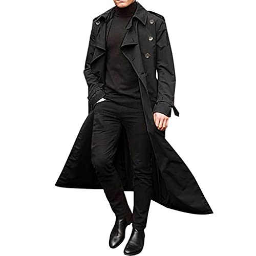 Darabun Herren Trenchcoat Klassischer Wintermantel - Winter Windjacke Einreiher Herbst Frühling Lange Jacke Mode Oberbekleidung Leichte Outdoor Windjacke von Darabun