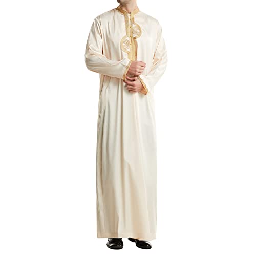 Herren Muslim Kaftan Islamische Ethnische Kleidung für Männer Stehen Hals Langarm Saudi-Arabien Muslimische Dubai Robe von Darabun