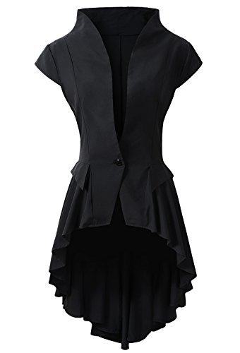 Damen Gothic Steampunk Schwanz Vamp Lange viktorianische Wasserfall Weste Jacke Top - Schwarz - US 6 von DarcChic