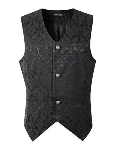 DarcChic Herren Gothic Weste Steampunk Viktorianisch, Schwarz, X-Large von DarcChic