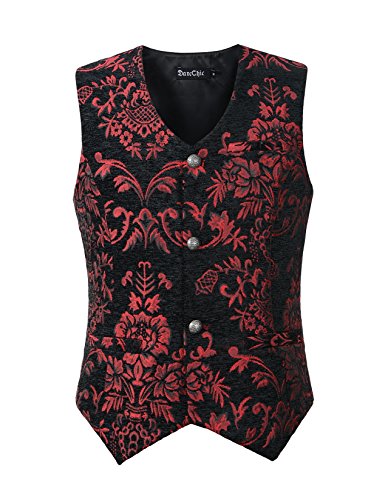 DarcChic Herren Gothic Weste Steampunk viktorianisch, Roter Wandteppich., Medium von DarcChic