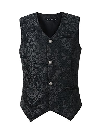 DarcChic Herren Gothic Weste Steampunk viktorianisch, Schwarzer Wandteppich, Small von DarcChic