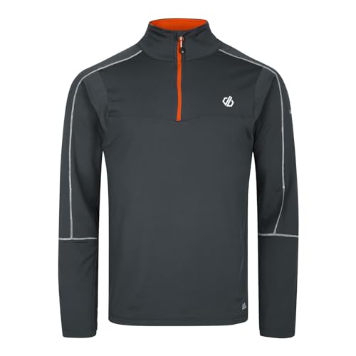 DARE2B Herren Skipullover Midlayer Funktionsshirt Halfzip Dignify II Core Stretch, Farbe:Grau, Artikel:-USG Ebony/Puff orange, Größe:2XL von Dare 2b