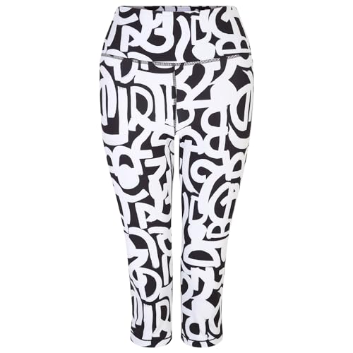 Dare 2b Damen Einflussreiche 3/4-Leggings Leggings, Schwarz-weißes Graffiti, 38 von Dare 2b