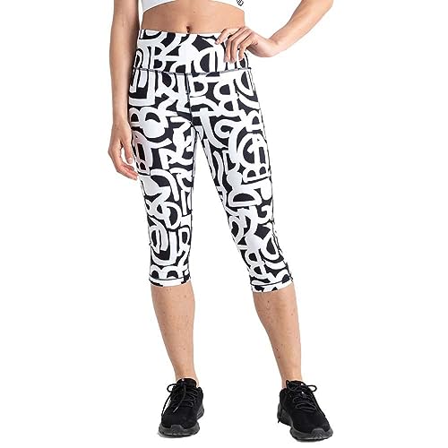 Dare 2b Damen Influential 3/4 Leggings, Schwarz-Weiß-Graffiti, 40 von Dare 2b