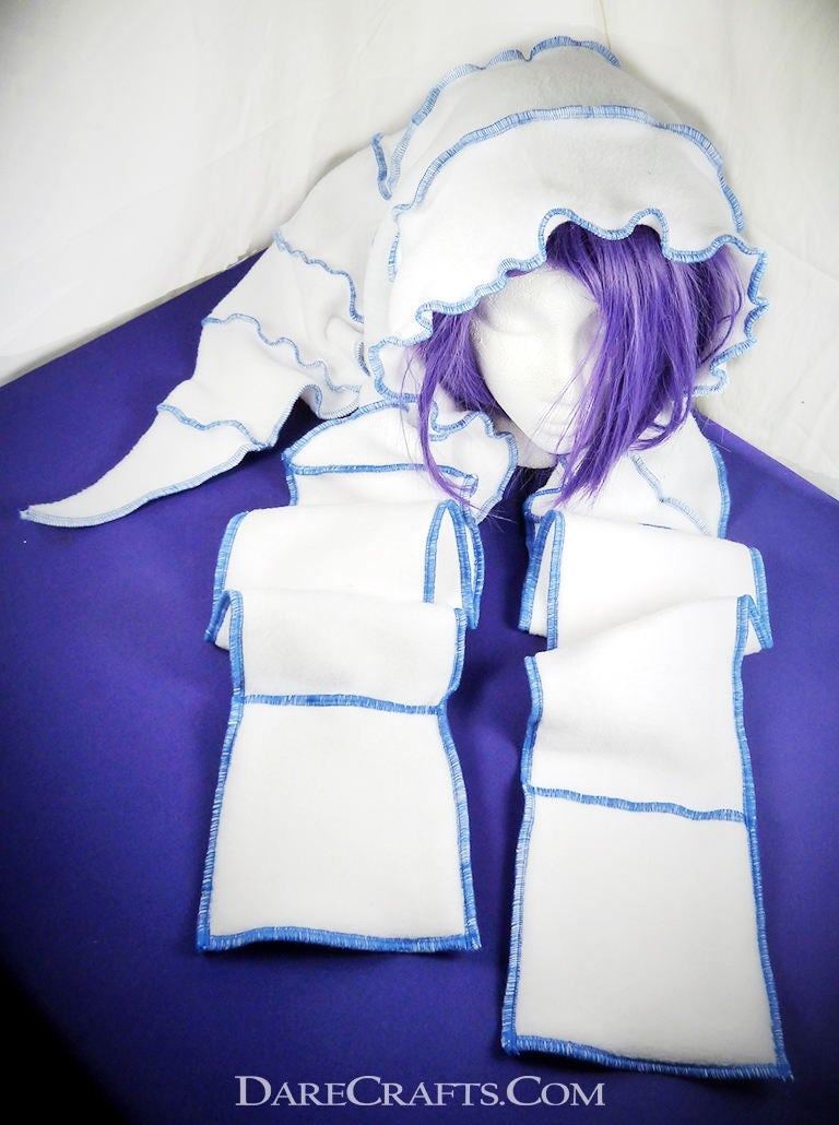 Pixie-Haube, Scoodie, Kapuzen-Schal, Pixie Hut, Fairy Haube, Elf Festival Hauben, Brennende Mann Hut Hood, Schwärmen Kostüm Weiße Haube von DareCrafts