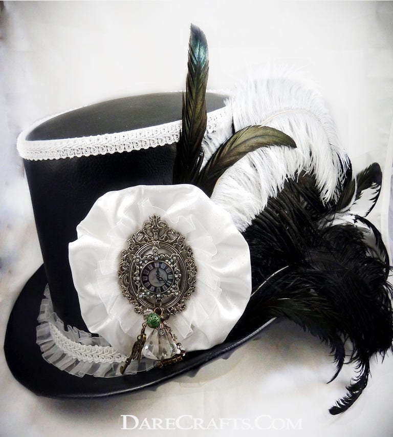 Schwarze Pu Leder Hut, Top Steampunk Hochzeit Kostüm Mütze, Festival Burning Man Victorian Wedding, Hat Schwarze Pu Leder Hut, Top Steampunk Hochzeit Kostüm Mütze, Festival Burning Man Victorian Wedding, Hat von DareCrafts