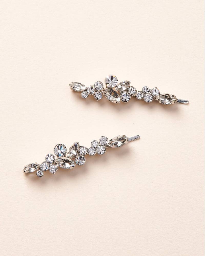 2Er Set Kristall Braut Haarnadeln Silber Hochzeit Brauthaar 2874 von DarethColburnDesigns