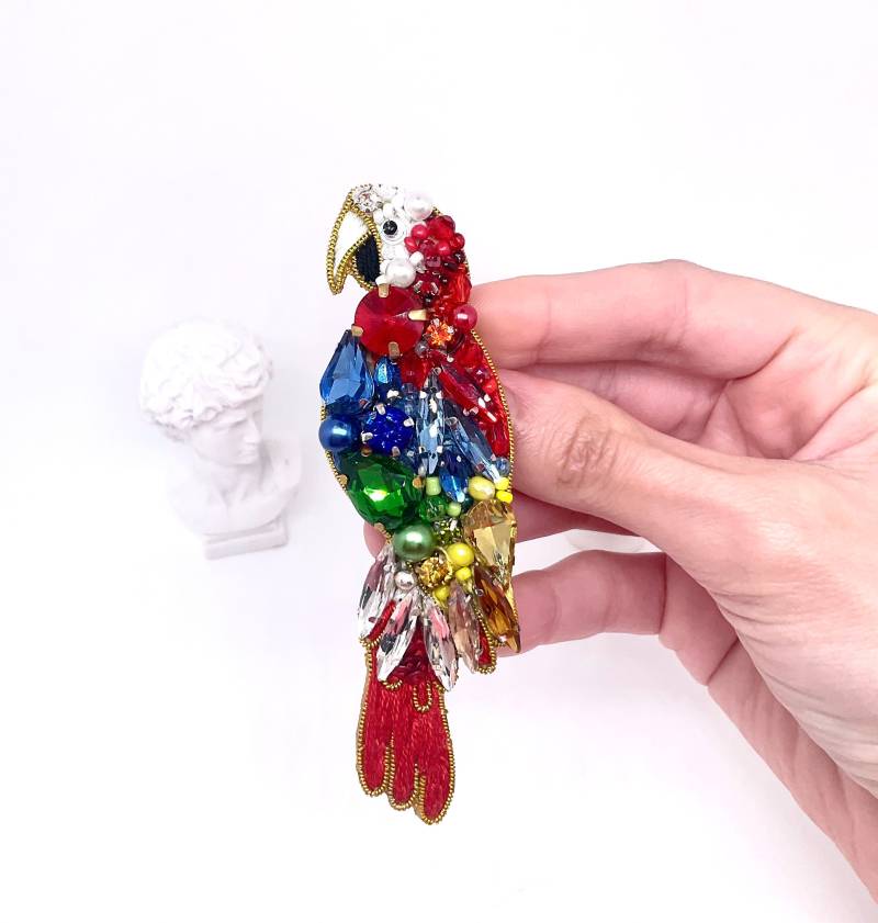 Brosche Papagei Ara Helle Einzigartige Kristall Blau Papagei, Bead Embroidery, Blaue Brosche Papagei Ara Helle Einzigartige Kristall Blau Papagei, Bead Embroidery, Blaue von DariArdant