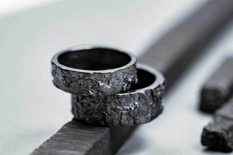 Eichenrinde Ehering Set Oxidierte Sterling Silber Natur Ringe von DariJewellery