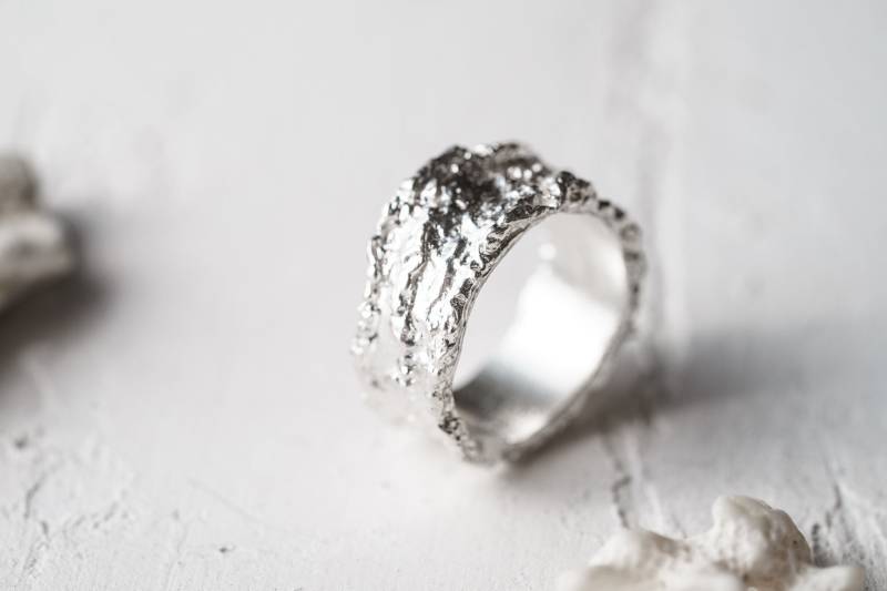 Korallenriff-Ring Leichter Silberring Perfektes Geschenk Jahrestagsring Verlobungsring Weiße Koralle Ring Strandliebhaber Basic Silber von DariJewellery