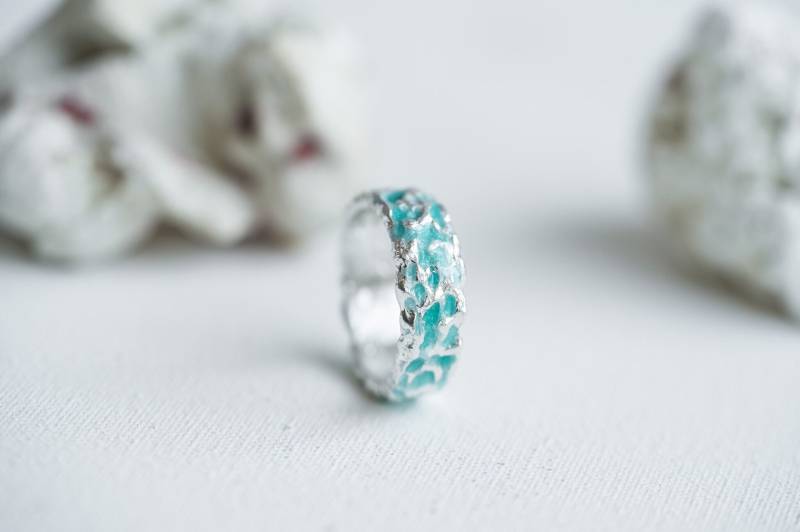 Wasser Riffel Ring Smaragd Meerwasser Oberfläche Grüner Hellgrüner von DariJewellery