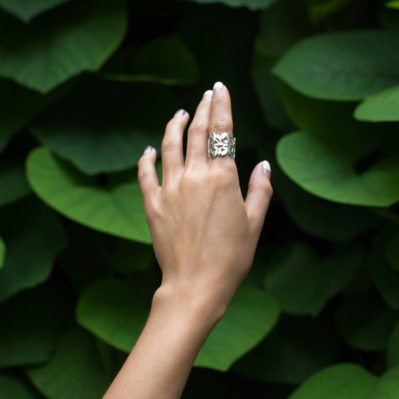 Breiter Sterling Silber Zweig Ring Natur Inspirierter Schmuck von DariJewellery