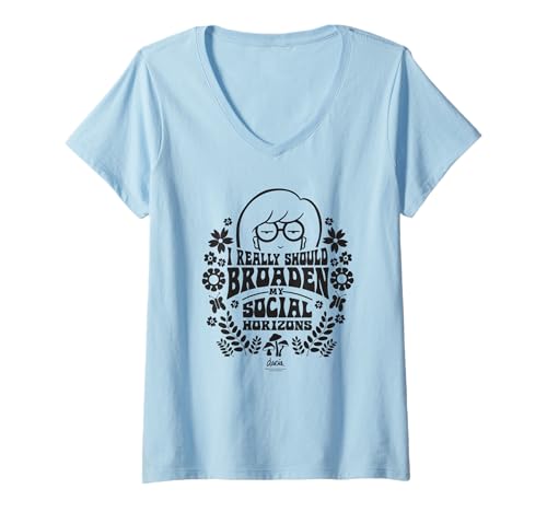 Damen Daria Broaden My Social Horizons Flowers Retro Cartoon T-Shirt mit V-Ausschnitt Damen Daria Broaden My Social Horizons Flowers Retro Cartoon T-Shirt mit V-Ausschnitt von Daria