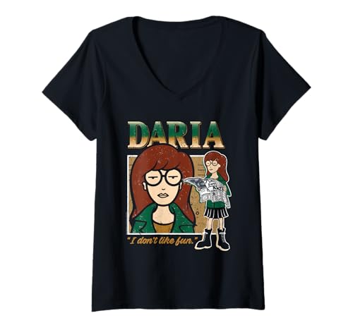 Damen Daria I Don't Like Fun 90's Throwback Retro Cartoon T-Shirt mit V-Ausschnitt Damen Daria I Don't Like Fun 90's Throwback Retro Cartoon T-Shirt mit V-Ausschnitt von Daria