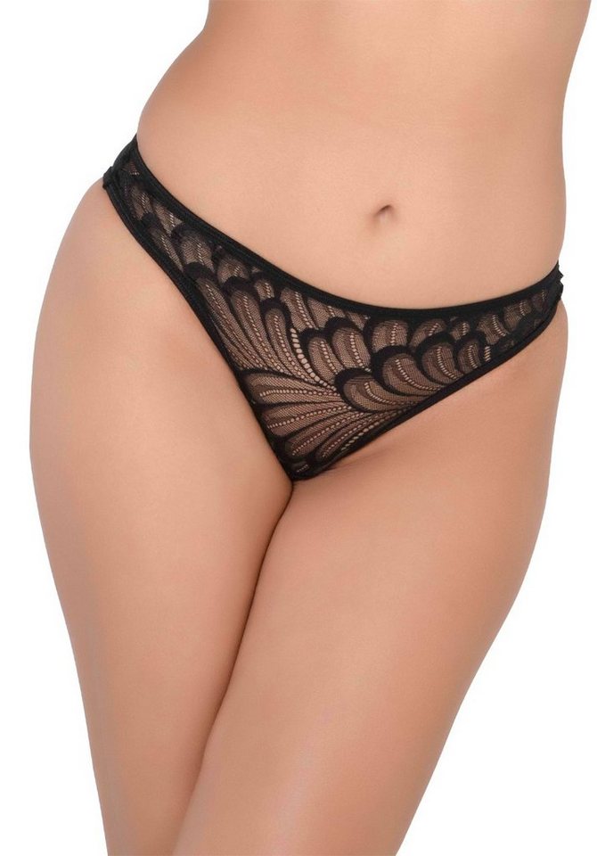 Daring Intimates Stringtanga Transparenter Spitzen-String mit Muster - schwarz von Daring Intimates