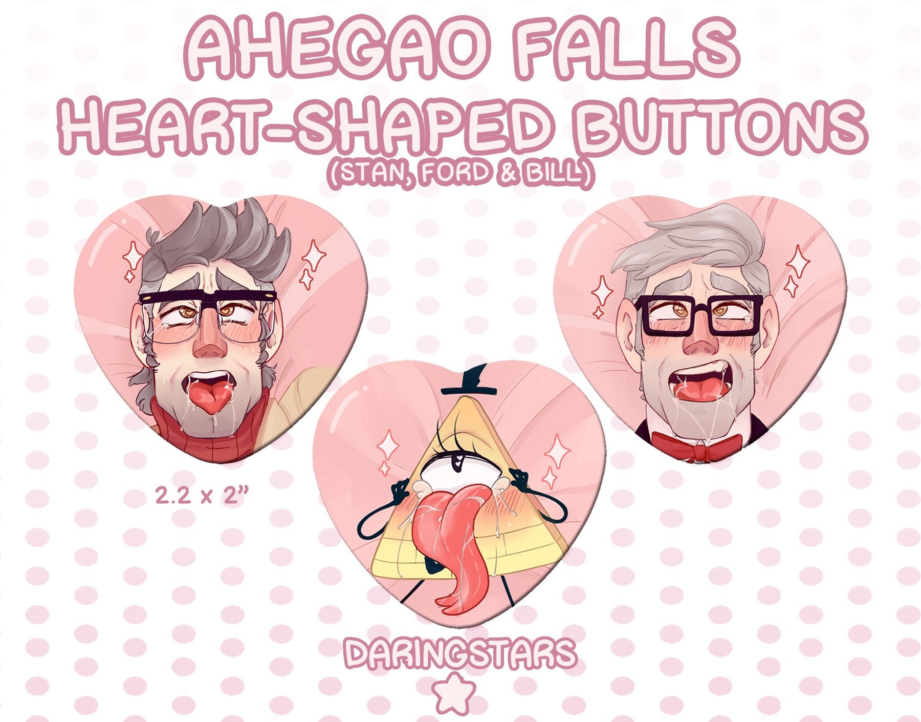 Ahegao Gravity Falls Herz Knöpfe von DaringstarsStudios