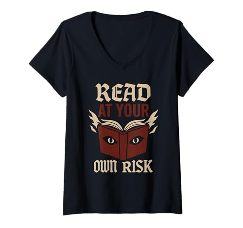 Damen Haunted Library Gothic Books Ghostly Archives Spooky Reader T-Shirt mit V-Ausschnitt Damen Haunted Library Gothic Books Ghostly Archives Spooky Reader T-Shirt mit V-Ausschnitt von Dark Academia Bookworm Horror Haunted Bookshelf