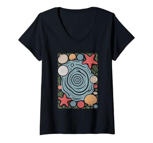 Damen Ocean Academia Coastal Scholar Meereswissenschaft Nerd Vintage T-Shirt mit V-Ausschnitt Damen Ocean Academia Coastal Scholar Meereswissenschaft Nerd Vintage T-Shirt mit V-Ausschnitt von Dark Academia Ocean Lore Moody Sea Vibes Marine