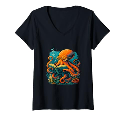 Damen Ocean Academia Coastal Scholar Meereswissenschaft Nerd Vintage T-Shirt mit V-Ausschnitt Damen Ocean Academia Coastal Scholar Meereswissenschaft Nerd Vintage T-Shirt mit V-Ausschnitt von Dark Academia Ocean Lore Moody Sea Vibes Marine