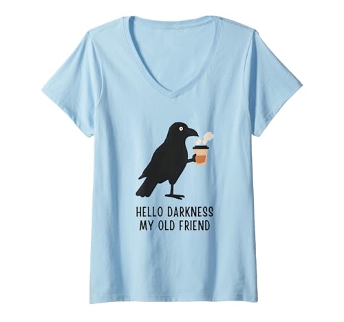 Damen Lustiges Raven Coffee Design - Hallo Dunkelheit Mein Alter T-Shirt mit V-Ausschnitt Damen Lustiges Raven Coffee Design - Hallo Dunkelheit Mein Alter T-Shirt mit V-Ausschnitt von Dark Brew Designs