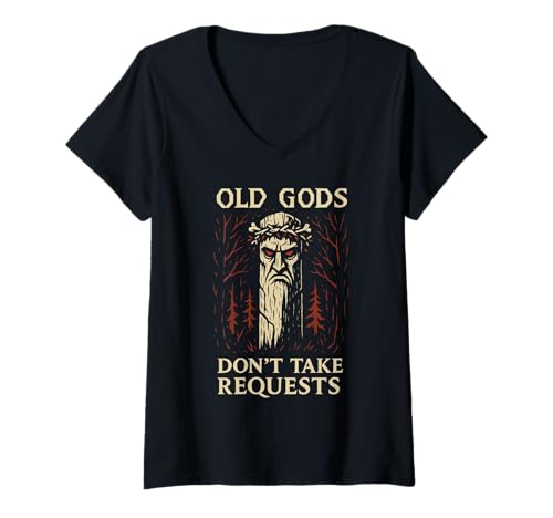 Damen Baba Yaga Slawische heidnische Folklore Hexe des Waldes Waldes T-Shirt mit V-Ausschnitt Damen Baba Yaga Slawische heidnische Folklore Hexe des Waldes Waldes T-Shirt mit V-Ausschnitt von Dark Cottagecore Pagan Mystic Slavic Aesthetic