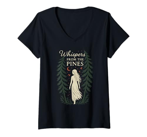 Damen Baba Yaga Slawische heidnische Folklore Hexe des Waldes Waldes T-Shirt mit V-Ausschnitt Damen Baba Yaga Slawische heidnische Folklore Hexe des Waldes Waldes T-Shirt mit V-Ausschnitt von Dark Cottagecore Pagan Mystic Slavic Aesthetic