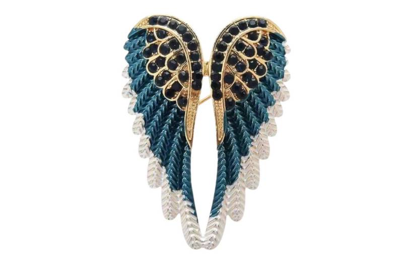 Dark-Desires Brosche Brosche Engelsflügel blau-weiß, Damen Brosche vintage Accesssoire retro Anstecknadel von Dark-Desires