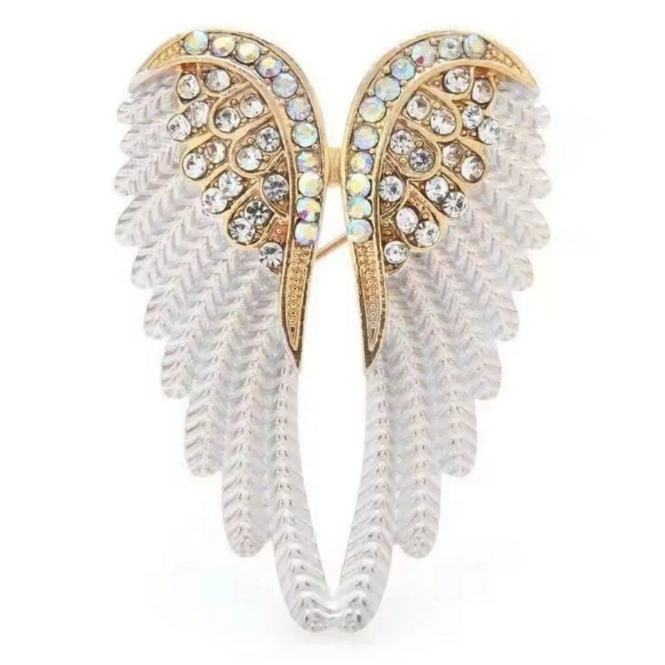 Dark-Desires Brosche Brosche Engelsflügel weiss-gold, Damen Brosche vintage Accesssoire retro Anstecknadel von Dark-Desires