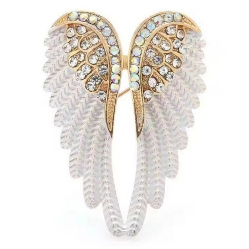 Dark-Desires Brosche Brosche Engelsflügel weiss-gold, Damen Brosche vintage Accesssoire retro Anstecknadel von Dark-Desires