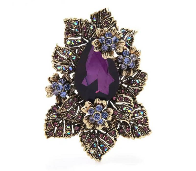 Dark-Desires Brosche Brosche Vintage Brosche Blüten violett, Damen Brosche vintage Accesssoire retro Anstecknadel von Dark-Desires